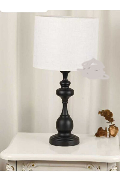 Generic This Is a Black Metal Classic Style Table Lamp with a White Fabric Sh...