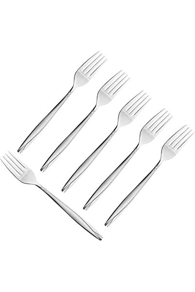 Bester Solitaire Mirror Polished Stainless Steel Dinner Fork Set, 6 Pcs, Silv...