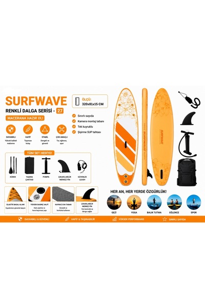 MSEASFREE Measfree HMI001 320x81x15 cm Şişme SUP Board – 160 Kg Taşıma Kapasi...