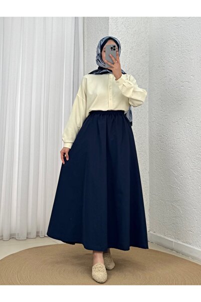 Holehola Mehri Double Pocket Poplin Skirt-Zi̇3143 Navy Blue