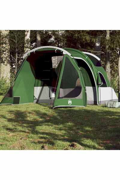 vidaxl Cort de camping tunel pentru 4 persoane, verde, impermeabil