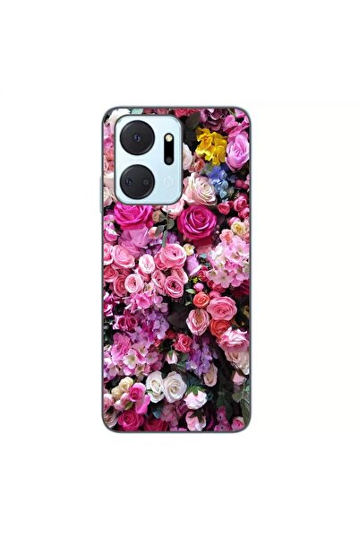 OEM Husa compatibila cu Honor X7a Silicon Gel Tpu Model Trandafiri Roz