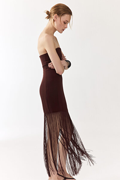 H&M Püsküllü Bandeau Elbise