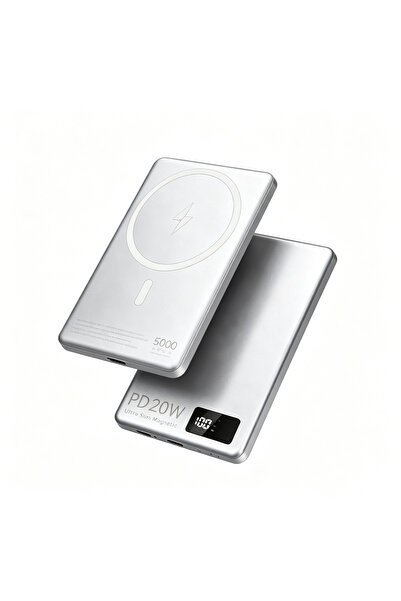 EYAD Wireless fast charging silver ultra slim 5000mAh portable power bank, su...