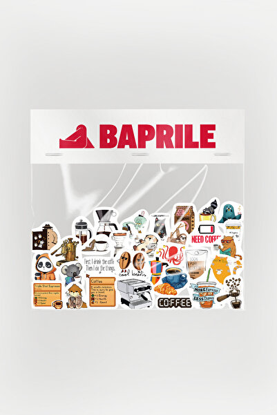 Baprile Kahve Temalı 32 Parça Kaliteli Laptop Telefon Termos Coffee Etiket Seti