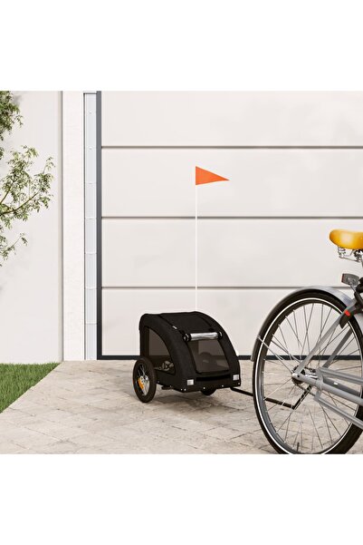 vidaxl Remorcă bicicletă animale companie, negru, textil oxford/fier