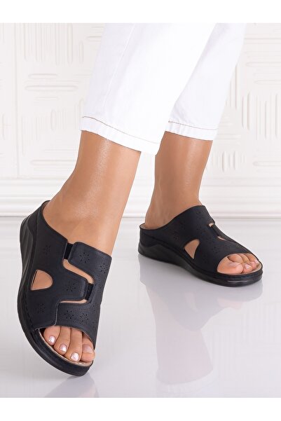 ADS Women's Black Iosandra Faux Leather Slippers, Size 36