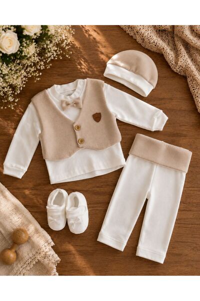 Heianmono Kids Cream Men's Mevlit Set 4 Pieces (0-3 Months)