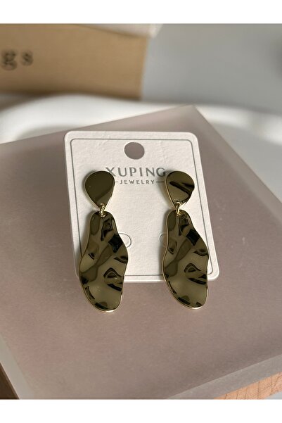 Bade Jewelry Xp Gold Asymmetric Surface Anti-Tarnish Steel Stylish Earrings