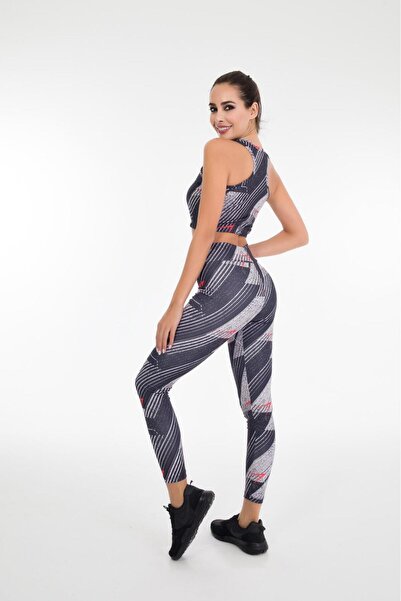 Lady Lingerie Kadın Sporcu Crop Ve Tayt Fitness Takım