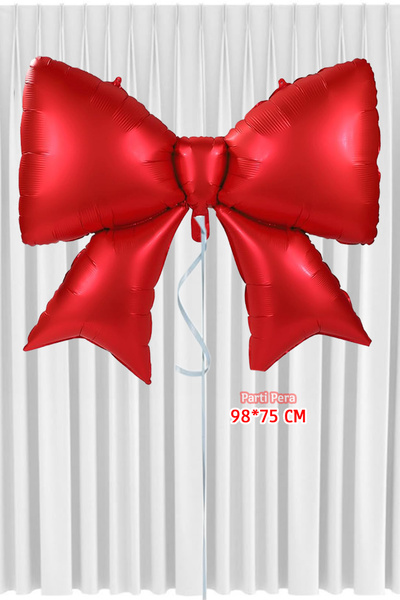 parti pera Kırmızı Fiyonk Folyo Balon 98*75 cm