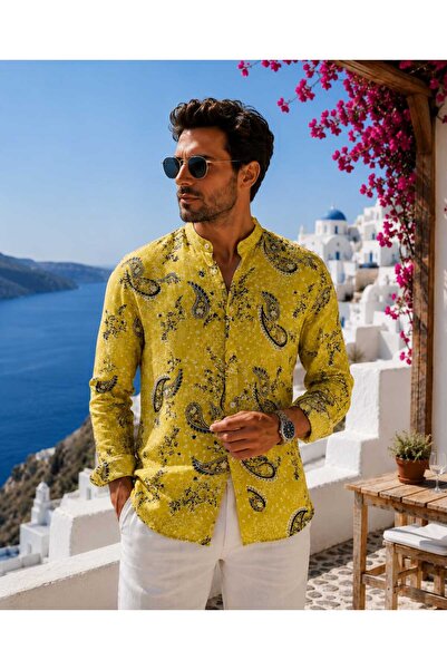 ANATOLIATEKSTILE Men's Shirt in 100% Italian Linen, Premium Luxury Fit Relaxe...