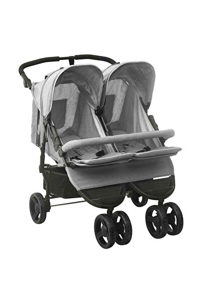 vidaxl Double trolley, light grey, steel