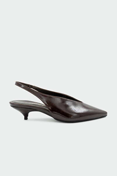 LAMİNTA Jemy Pointed Toe Genuine Leather Women's Bitter Brown Flat Ballerinas