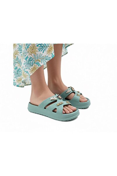 Budaks Women's Double-Strapped Thick-Soled Slippers with Accessories