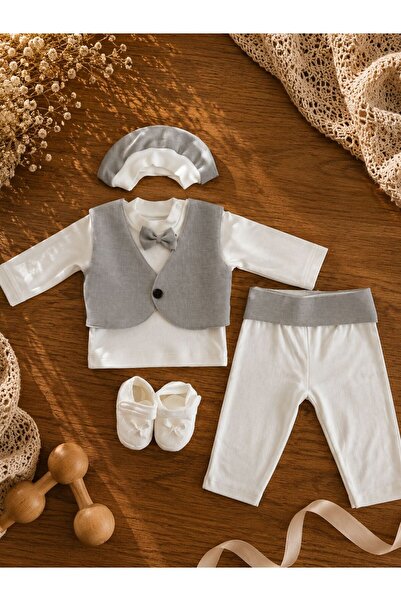 Heianmono Kids Gray Men's Mevlit Set 4 Pieces (0-3 Months)