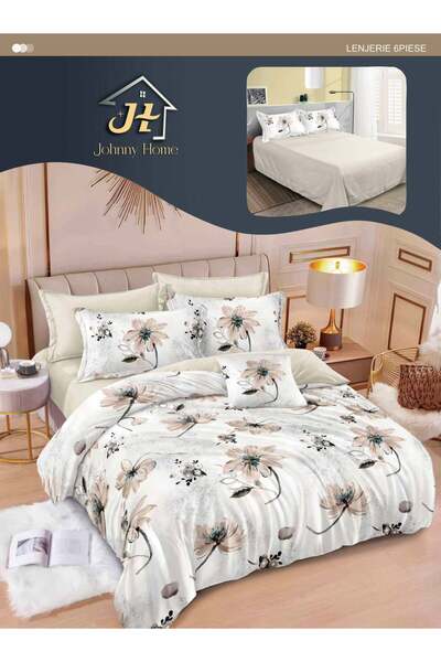 Pucioasa Set de lenjerie de pat Finet 6 piese, imprimeu floral elegant în nua...