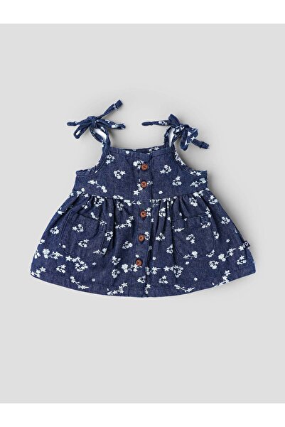 popees babycare Popees Baby Girls Denim Dress| Blue| Newborn To 9 Months