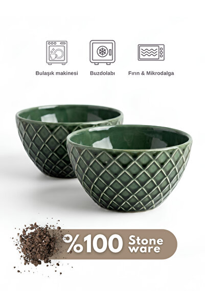 Coconut Products by jda Set of 2 Stoneware Green Bowls - Bowl - Snack Bowl - ...