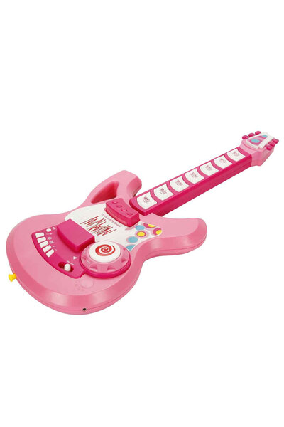 Feyza Oyuncak Pilli Pembe Elektronik Gitar | Kız Çocuk Eğitici Sensörlü Oyunc...