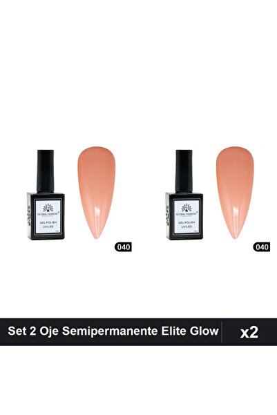 global fashion Set 2 Oje Semipermanente Elite Glow 15ml, Gel Polish UV/LED