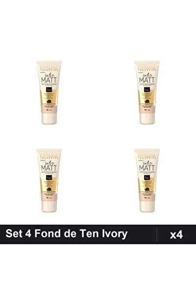 Eveline Set 4 Fonduri de Ten Satin Matt 101 Ivory 30ml, Matificare