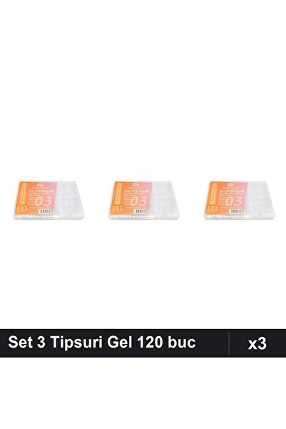 global fashion Set 3 Tipsuri Gel 120buc, 12 Mărimi, Pătrat 5XL Extra-Lung Nr....
