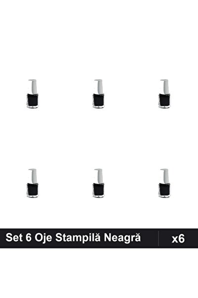 NAİLS Set 6 Oje Semipermanente Lily Angel Neagră 5ml, Stampilă Manichiură UV/LED