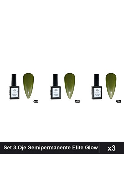 global fashion Set 3 Oje Semipermanente Elite Glow 15ml, Gel Polish UV/LED