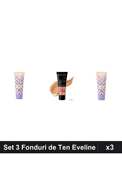 Eveline Set of 3 Better Skin & Selfie Time Foundations, Ivory Beige Vanilla S...