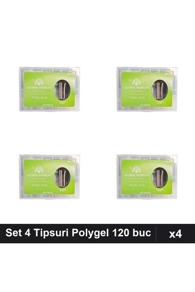global fashion Set 4 Tipsuri Reutilizabile Polygel 120 buc Forma Pătrat Nr.3 ...