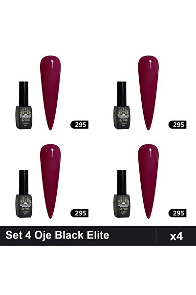 global fashion Set 4 Oje Semipermanente Black Elite 8ml, Manichiura UV/LED Pr...