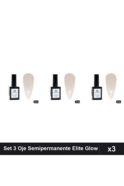 global fashion Set 3 Oje Semipermanente Elite Glow 15ml, Gel Polish UV/LED