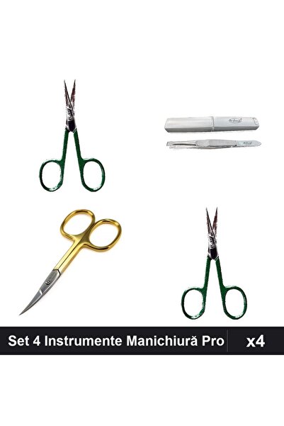 One Group Set 4 Instrumente Manichiură Profesională, Unghieră Clește Verde, F...