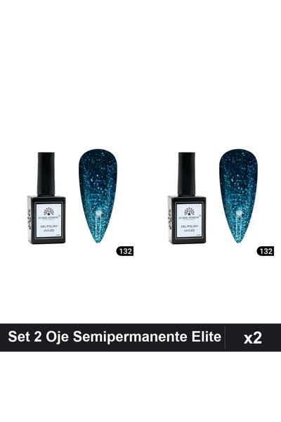 global fashion Set 2 Oje Semipermanente Elite Glow 15ml, Gel Polish UV/LED