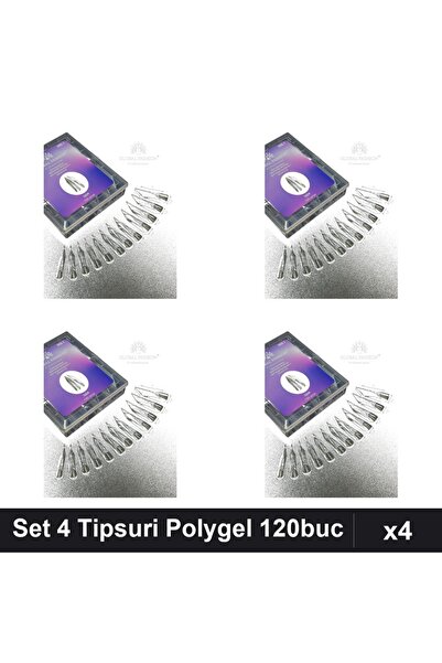 global fashion Set 4 Tipsuri Reutilizabile Polygel Edge 120buc, Extensii Ungh...