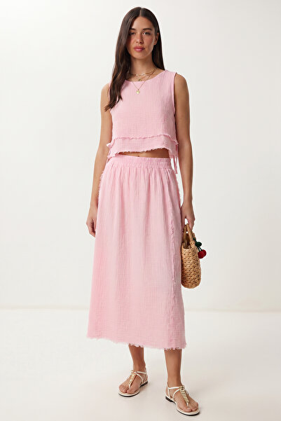Lovelyİstanbul Muslin bluza i suknja set LAX0012 ROZE