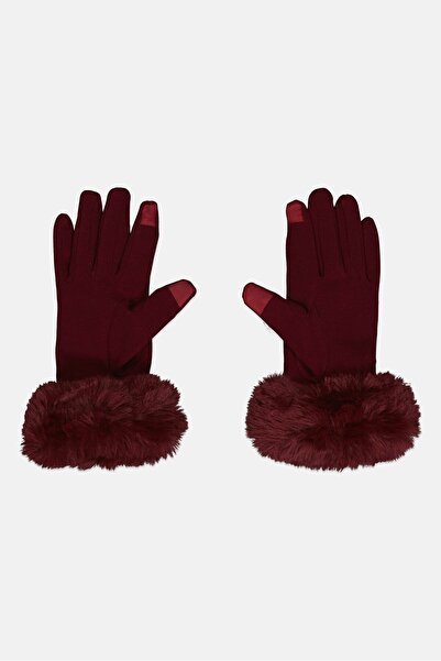 Marcus Adler Women 1 Pair Fur Faux Textured Gloves, Maroon