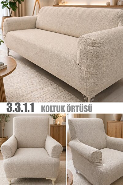 uzhanem Bohem 3+3+1+1 Lastikli Esnek Yıkanabilir Koltuk Örtüsü Takımı Koltuk ...