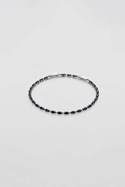 ablukaonline Unisex Thin Geometric Stone Detailed Bracelet Black