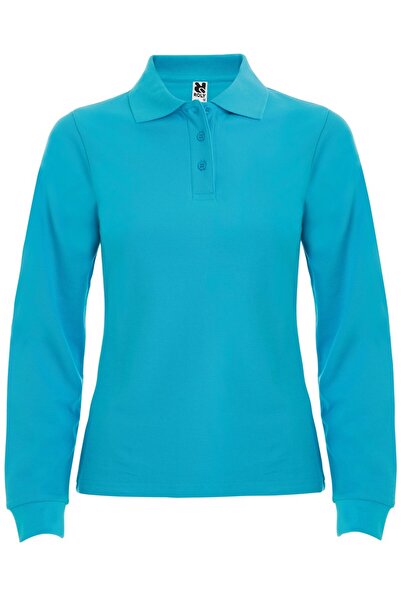 ROLY Tricou polo cu maneca lunga pentru femei, bumbac 100%, Estrella, turcoaz