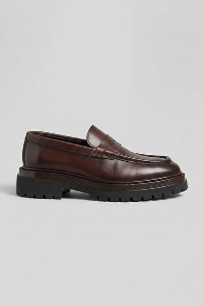 ablukaonline Men's Genuine Leather Antique Floter Loafer Brown