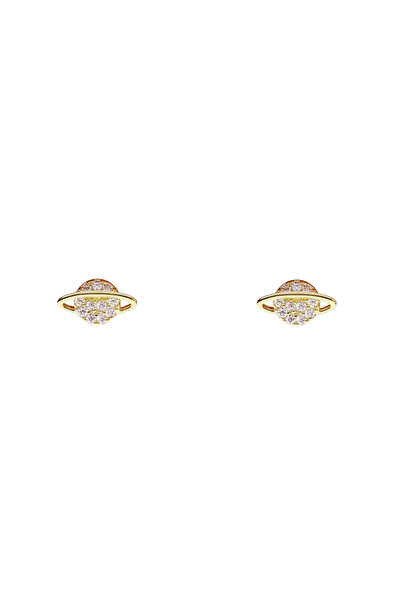 Lisa&Co. Cercei Argint Saturn Argint placat cu aur galben / Zircon / Alb