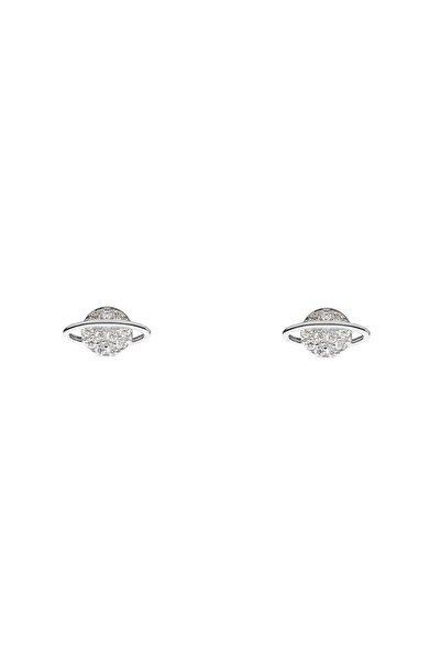 Lisa&Co. Cercei Argint Saturn Argint placat cu rodiu / Zircon / Alb