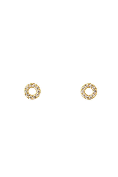 Lisa&Co. Cercei Argint Shiny Circle S Argint placat cu aur galben / Zircon / Alb
