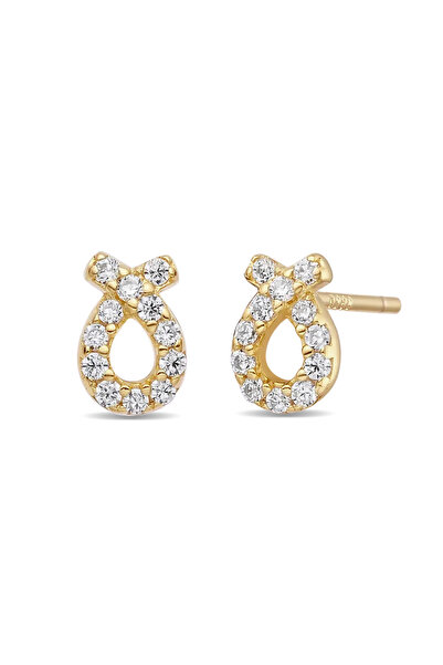 Lisa&Co. Cercei Argint Crystal Bow Argint placat cu aur galben / Zircon / Alb