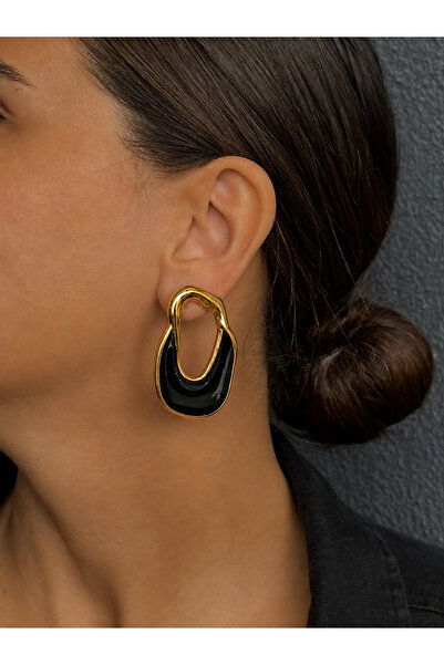 Markiz Takı Black Mng Model Earring Pair 3.5 cm