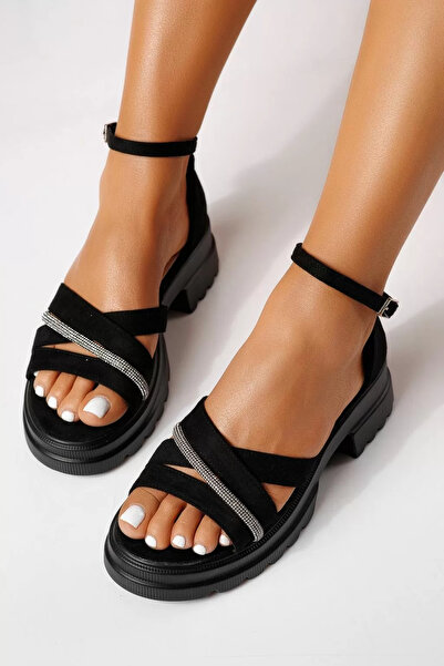 Zaira Sandale cu platforma dama negre din piele ecologica intoarsa Marisa #25...