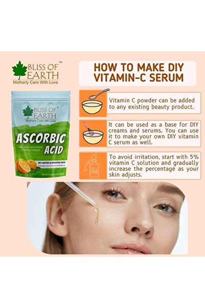 Bliss of Earth Ascorbic Acid Powder, 3x453g | Pure Food Grade Vitamin-C Rich Powder For Skin, Face & Cosmetic