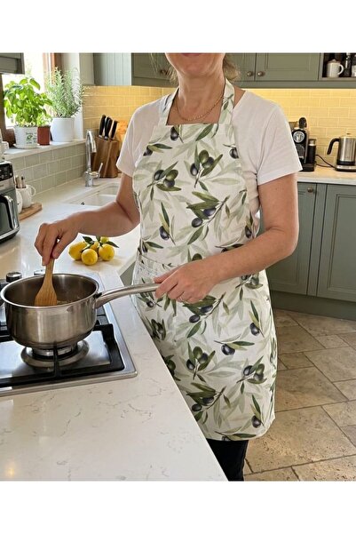 TREVO Duck Fabric Kitchen Apron Olive Pattern
